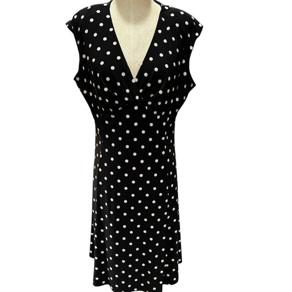 Ralph Lauren LRL Polka Dot Faux Wrap Dress – Size 16 - Picture 1 of 6